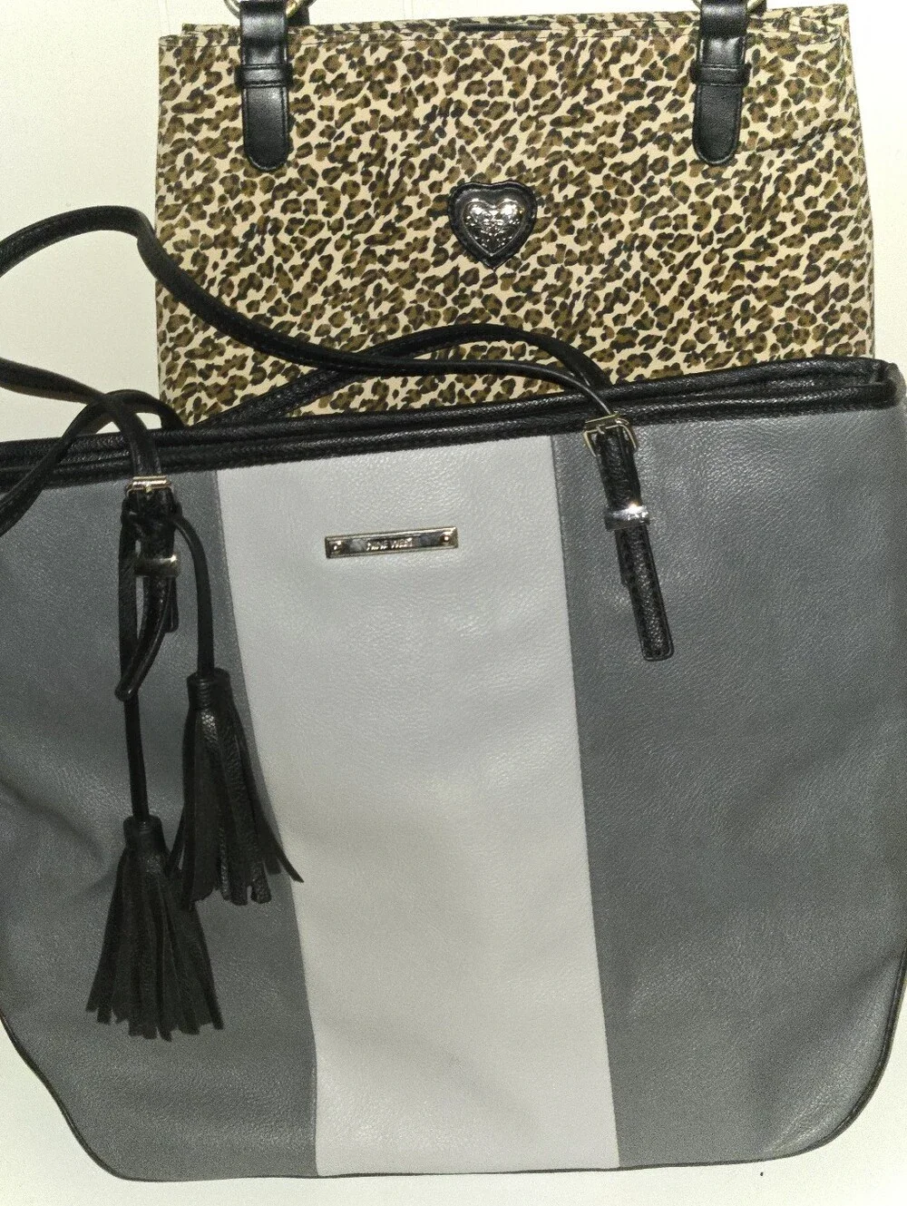 Set/2 Nine West It Girl Tote Bag & No Name Leopard Print Bag